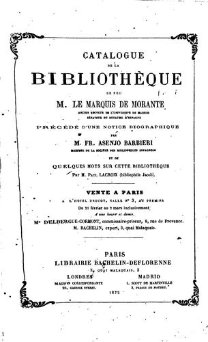 Catalogue de la bibliothéque de feu M. le marquis de Morante