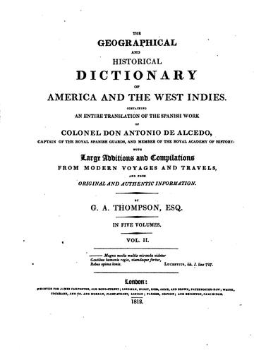 The geographical and historical dictionary of America and the West Indies