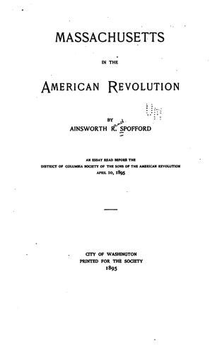 Massachusetts in the American Revolution