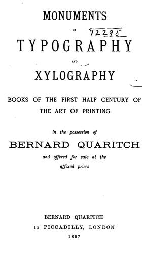 Monuments of typography and xylography