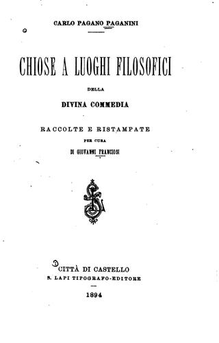 Chiose a luoghi filosofici della Divina commedia