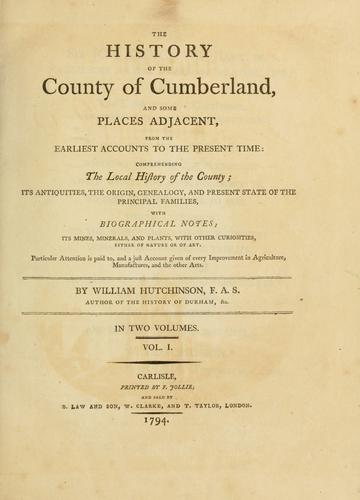 The history of the county of Cumberland