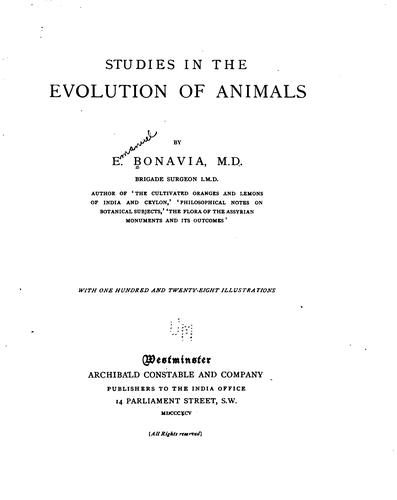 Studies in the evolution of animals