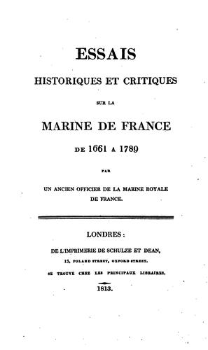 Essais historiques et critiques sur la marine de France de 1661 à 1789
