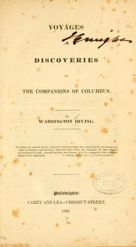 Voyages and discoveries of the companions of Columbus