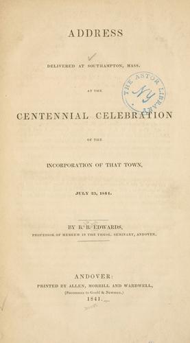 Address delivered at Southampton, Mass.