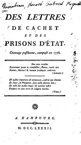 Des lettres de cachet et des prisons d'Etat