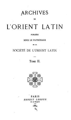 Archives de lO̕rient latin