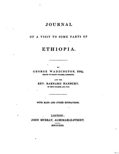 Journal of a visit to some parts of Ethiopia.