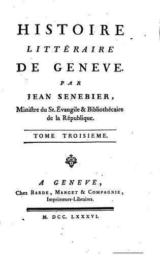 Histoire littéraire de Genève.