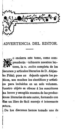 Discursos y artículos literarios de D. Alejandro Pidal y Mon