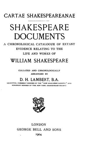 Cartae Shakespeareanae.
