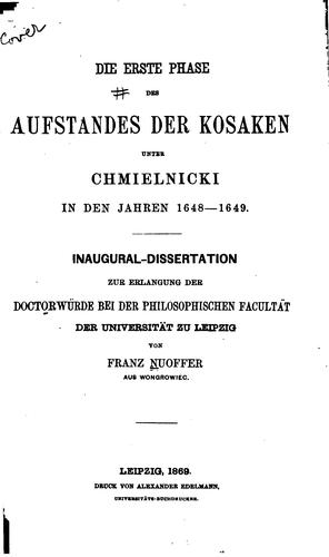 Die erste phase des aufstandes der Kosaken unter Chmielnicki in den jahren 1648-1649 ...