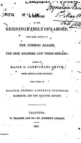 A history of the reigning family of Lahore