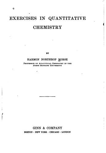 Exercises in quantitative chemistry