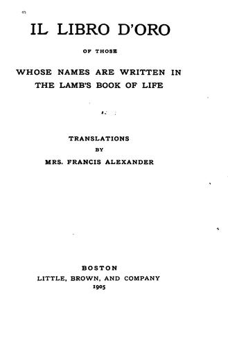 Il libro d'oro of those whose names are written in the Lamb's book of life