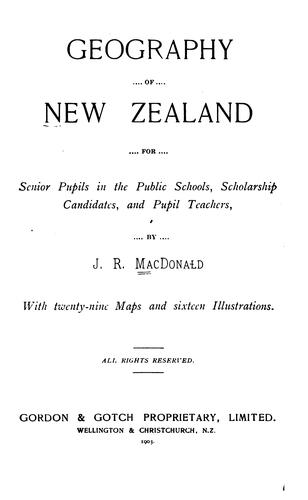 Geography of New Zealand for senior pupils in the public schools