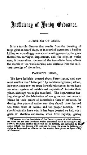 Inefficiency of heavy ordnance in this country and everywhere, and about Parrott and other hooped guns