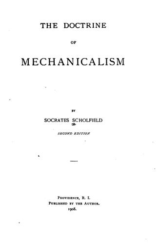 The doctrine of mechanicalism