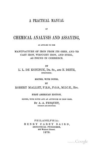 A practical manual of chemical analysis and assaying