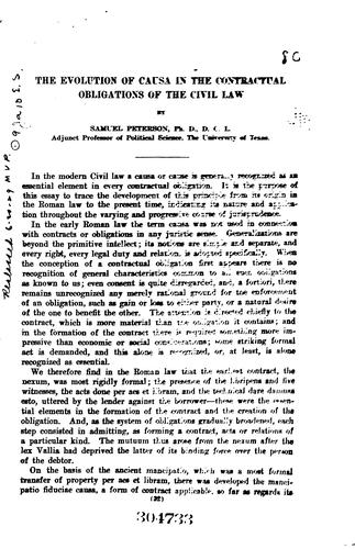 The evolution of "causa" in the contractual obligations of the civil law