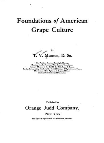 Foundations of American grape culture