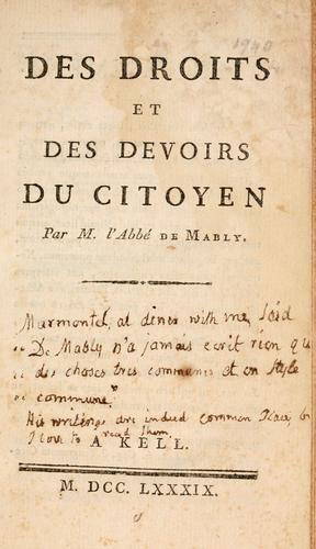 Des droits et des devoirs du citoyen.