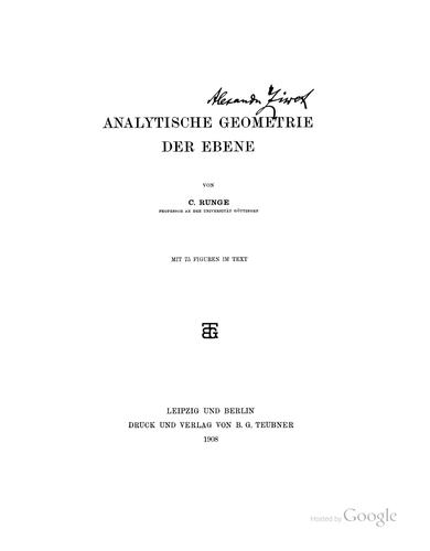 Analytische geometrie der ebene