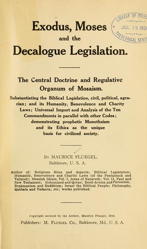 Exodus, Moses and the Decalogue legislation.