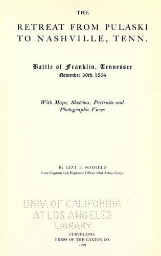 The retreat from Pulaski to Nashville, Tenn.