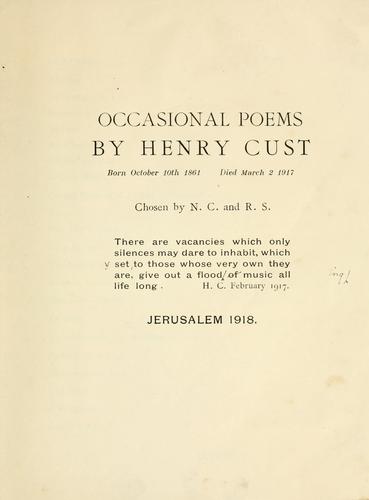 Occasional poems