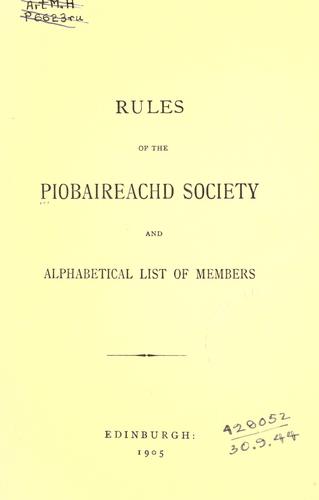 Rules, and alphabetical list of members.