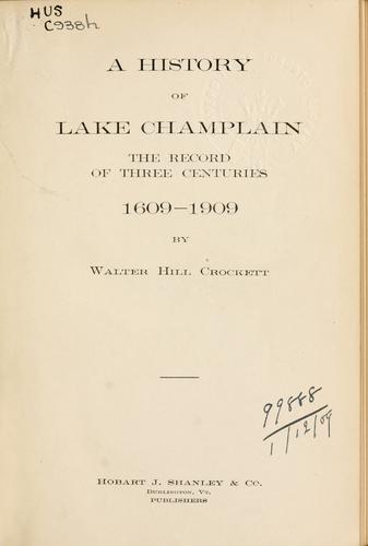 A history of Lake Champlain