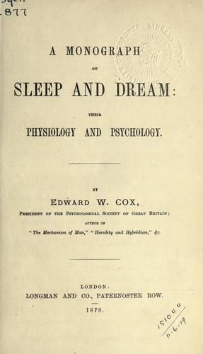A monograph on sleep and dream