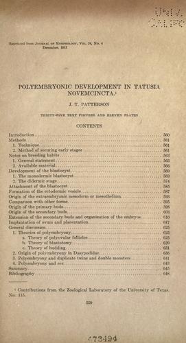 Polyembryonic development in Tatusia novemcincta