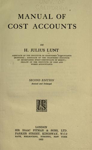 Manual of cost accounts