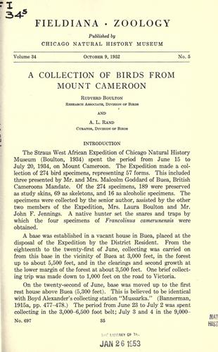 A collection of birds from Mount Cameroon