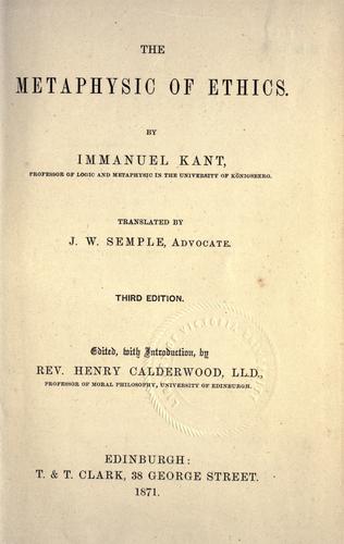 The metaphysic of ethics