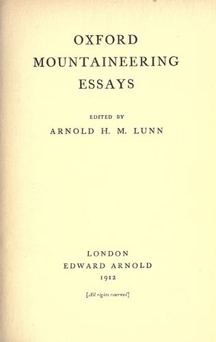 Oxford mountaineering essays