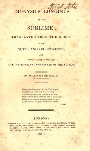 Dionysius Longinus on the sublime