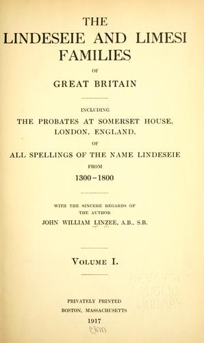 The Linzee family of Great Britain and the United States of America and the allied families of Penfold, Hood, Amory, Tilden, Hunt, Browne, Wooldridge [and] Evans.
