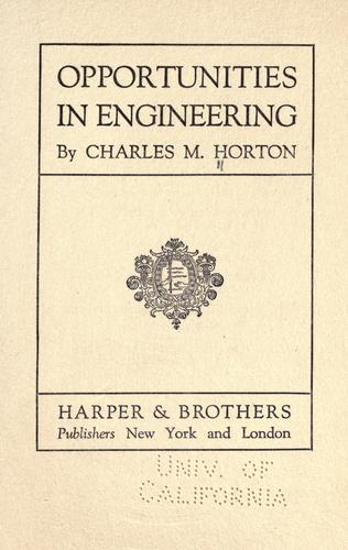 Opportunities in engineering