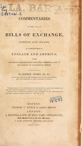 Commentaries on the law of bills of exchange