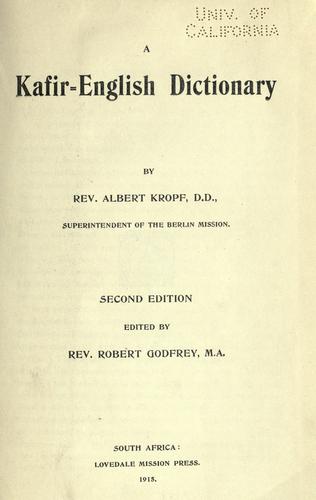A Kafir-English dictionary.