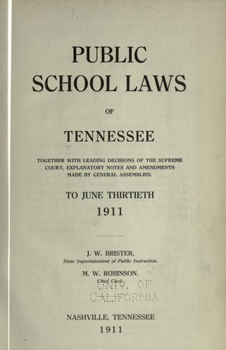 Public school laws of Tennessee ...