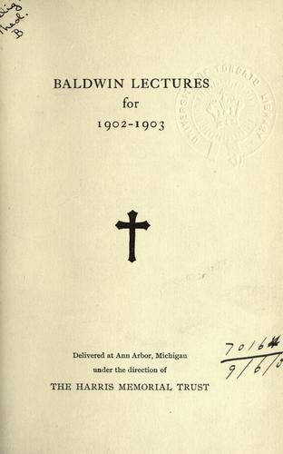 Baldwin lectures for 1902-1903