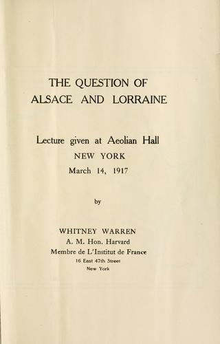 The question of Alsace and Lorraine.