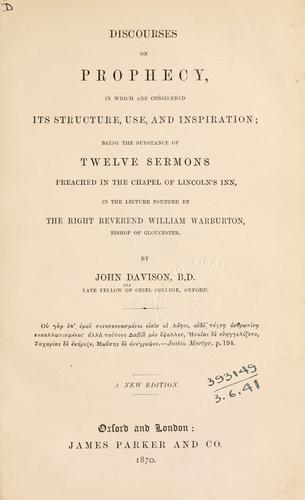 Discourses on prophecy