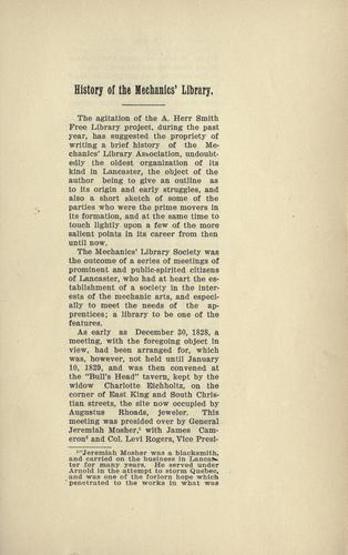 History of the Mechanics' library ...