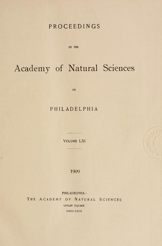 Proceedings of the Academy of Natural Sciences of Philadelphia, Volume 61